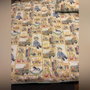 Handmade Reversible Quilt and Pillow For Nursery/Toddler Size 46x52